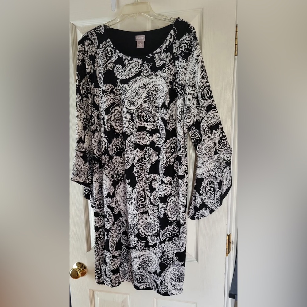 Chico's Black and White Paisley Dress